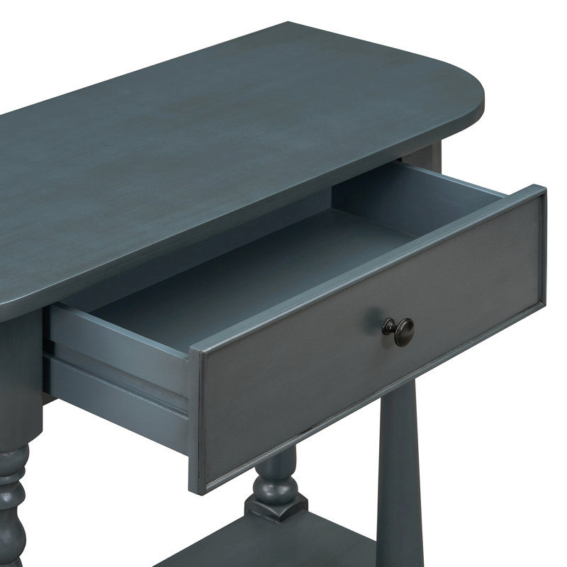 Retro Corner-curved Console Table, Navy
