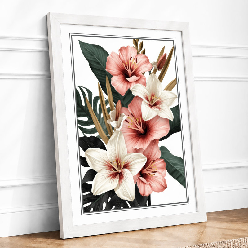 Tropical Bloom Study Botanical - Framed Print, A4 - 29.7 x 21.0 cm, White