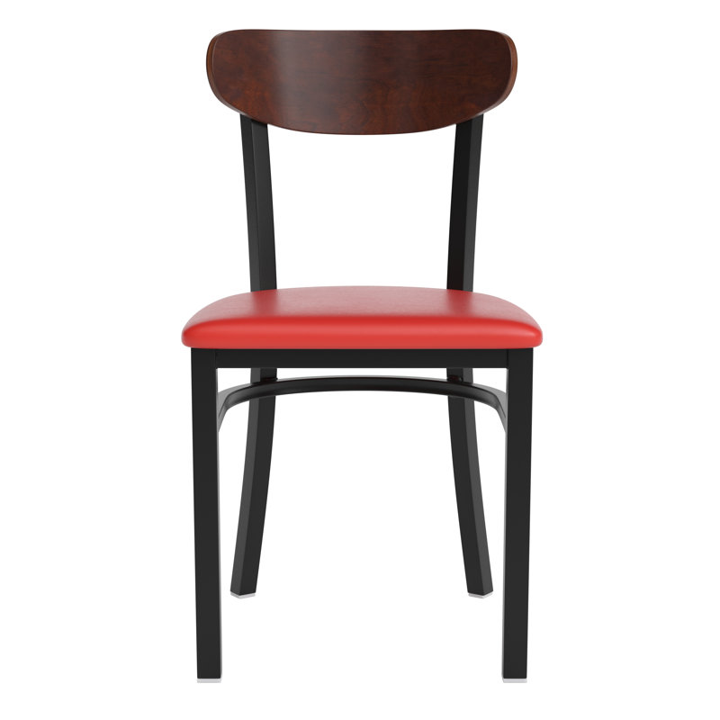 Everlei Commercial Grade Dining Chairs with 500 LB. Capacity Steel Frame Solid Wood Seat, Red, Walnut, 1