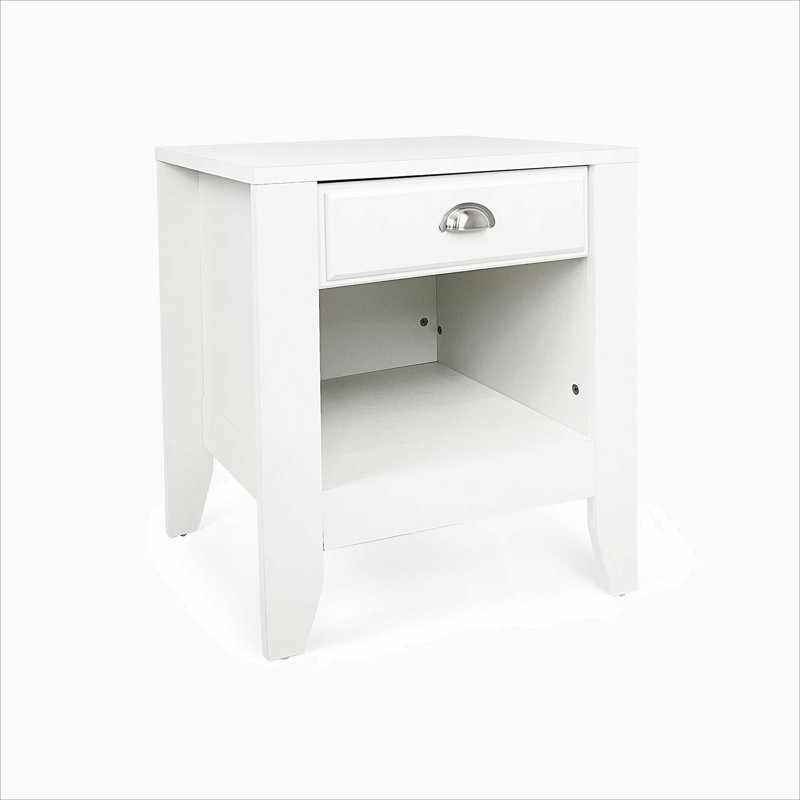 White Faux Wood Minimalist Rectangular Side Table