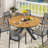 Indoor/Outdoor Aluminum 60" Round Dining Table With Teak Tabletop for 6 Person-478822334