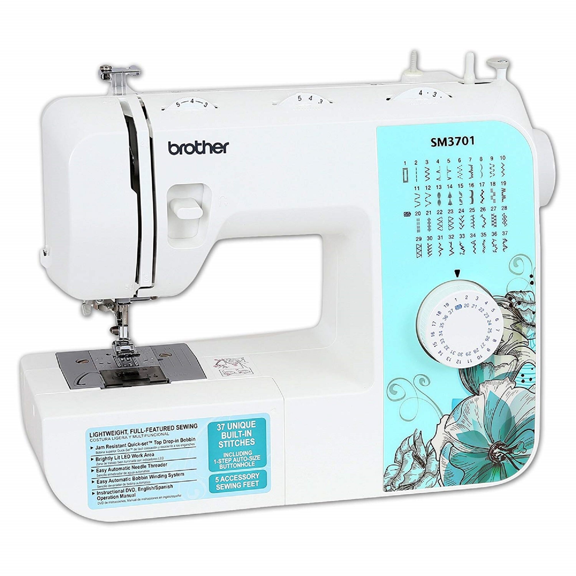 970118521M Brother Electric Sewing Machine with 37 Built-In Stitches and Automatic  Threading
