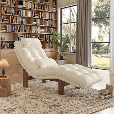 Chaise longue en chenille avec appui-tête et coussin lombaire