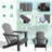 Durable Gray Hdpe Adirondack Chairs Set, Foldable With Cup Holder For Outdoor