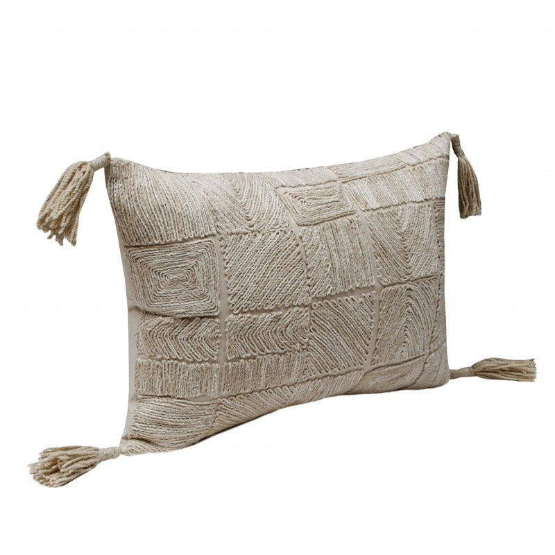 Contemporary Handwoven Wool Blend Accent Pillow, Polyester