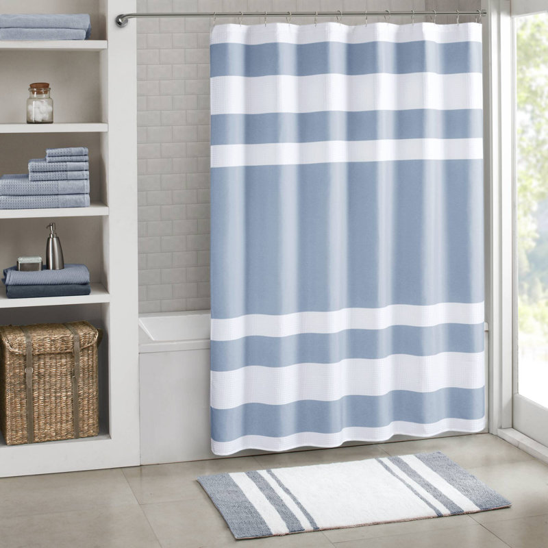 Spa Waffle Shower Curtain with 3M Treatment, Light Blue, 84"H x 72"W