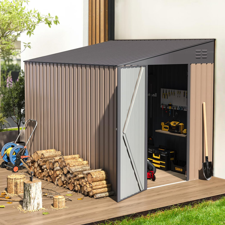 6 ft. W X 8 ft. D Metal Lean-To Storage Shed