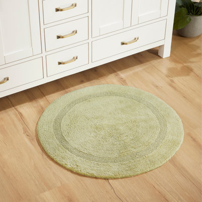 Deidre Lux 100% Cotton Bath Mats, Machine Washable Reversible Super Absorbent 30" Round Bathroom Rugs