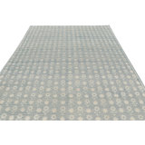 Rug & Kilim’S Modern Block Print Rug In Blue With White Floral Patterns