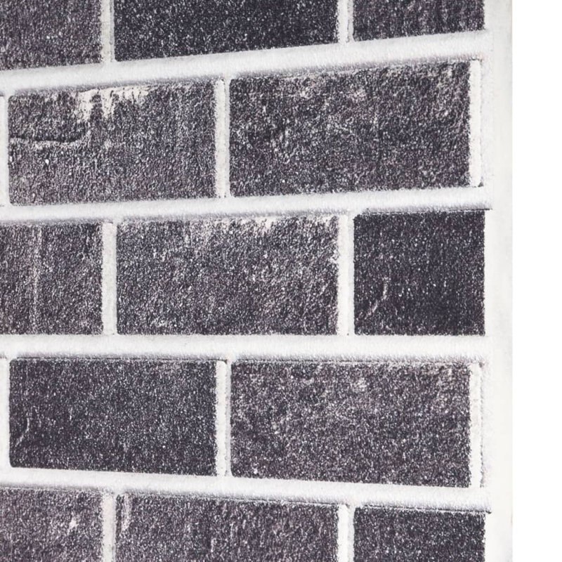 Black and Gray 3D Textured Brick Wall Panels, 39.4 x 19.7 in