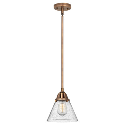 Nouveau 2 - Cone - 1 Light 8" Stem Hung Mini Pendant - Bulb Not Included - Polished Chrome Finish - Matte White Shade