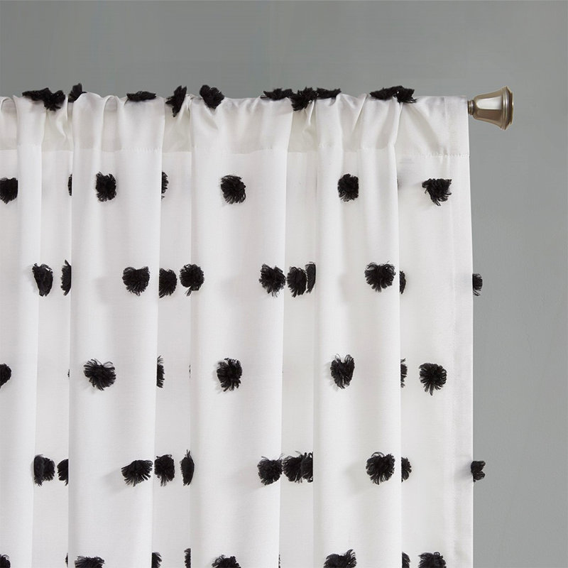 Pom Pom Embellished Curtain Panel(Only 1 Pc Panel), 50" W x 84" L