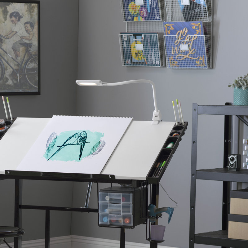 Lampe DEL flexible pour bureau, art, couture ou artisanat avec base de chargement USB, Blanc