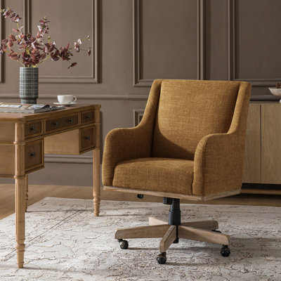 Ackeron Julia Farmhouse 360° Swivel Office Chair with Adjustable Height and Curved Armrests