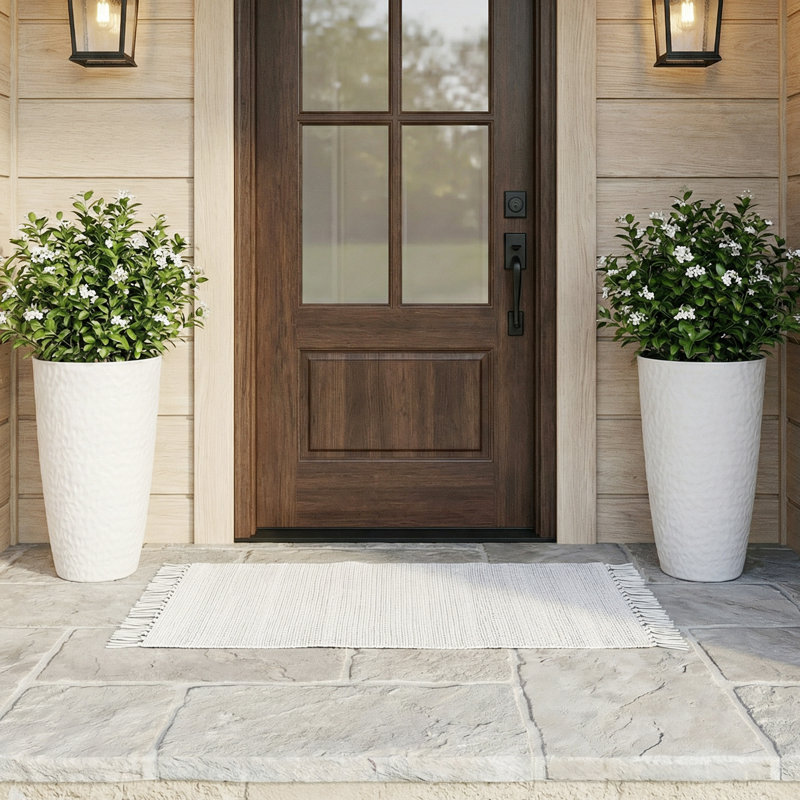 21.7-Inch Tall PE Tapered Planter Pots with Textured Finish, White