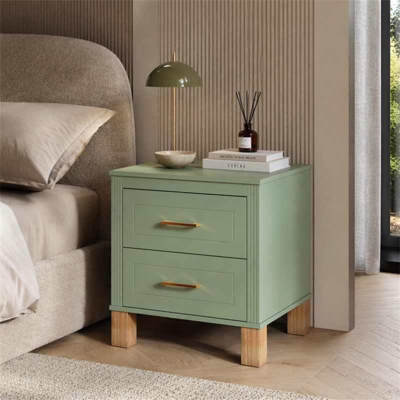 Table de chevet 2 tiroirs, Sage Green