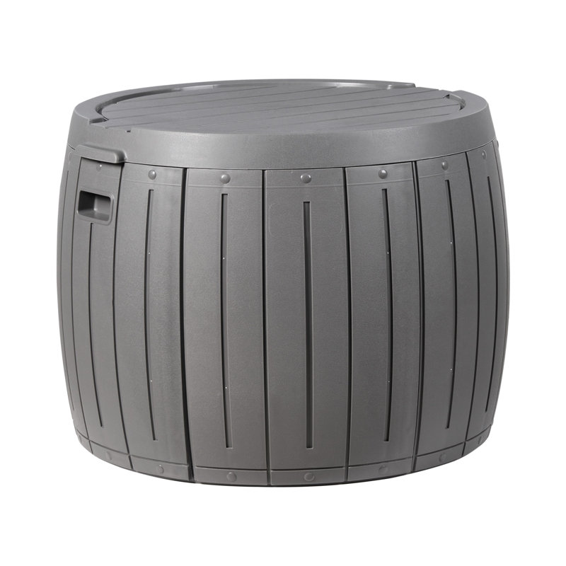17 Stories 56cm W 161L Polyethylene Plastic Lockable Deck Box in Grey