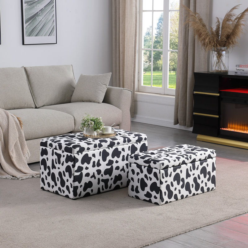 Ensemble de repose-pieds de rangement multifonctionnel, tissu, design moderne capitonné pour le salon