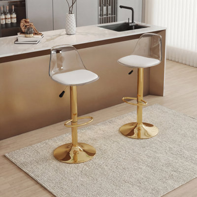 Kimara Modern 360° Rotation Pneumatic Height Adjustment 40" Counter Stools (Set of 2)