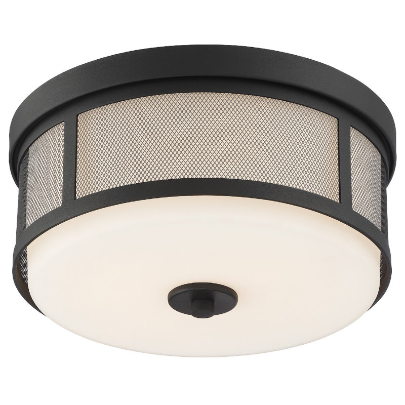 Plafonnier encastré 2 lumières 13,62 po, Forgé noir