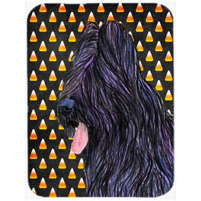 Caroline's Treasures Halloween Candy Corn Briard Portrait Glass Cutting Board