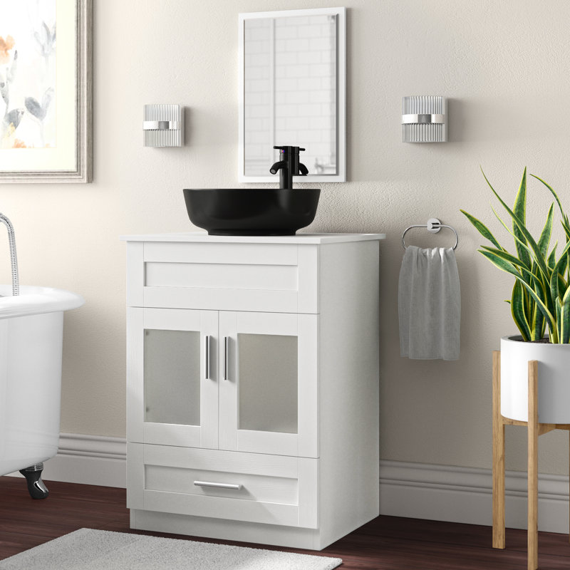 Aizo 24'' Single Bathroom Vanity with Plastic Top, Circular