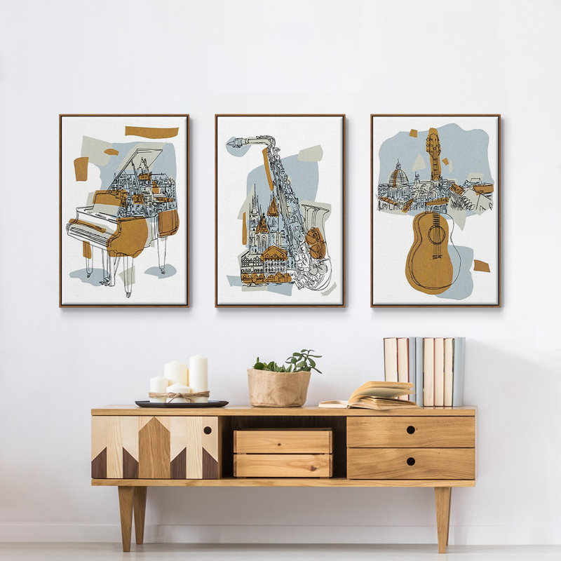 " Rehearsal I " 3 - Pieces, 24" H x 48" W  x 2" D, Walnut