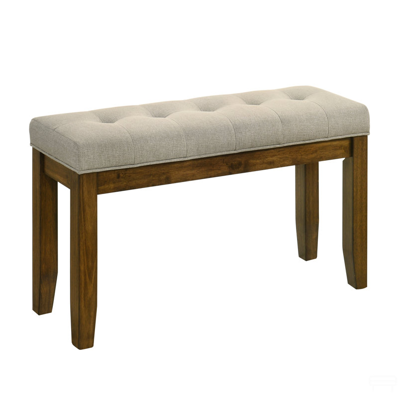 1Pc Tailored Bench Tufted Upholstered Soft Neutral Fabric Luxurious Comfort Modern Wooden