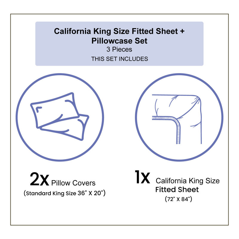 Ambesonne Fitted Sheet & Shams, California King Sheet Set with 2 Pillowcases, Marigold/Pale Floral