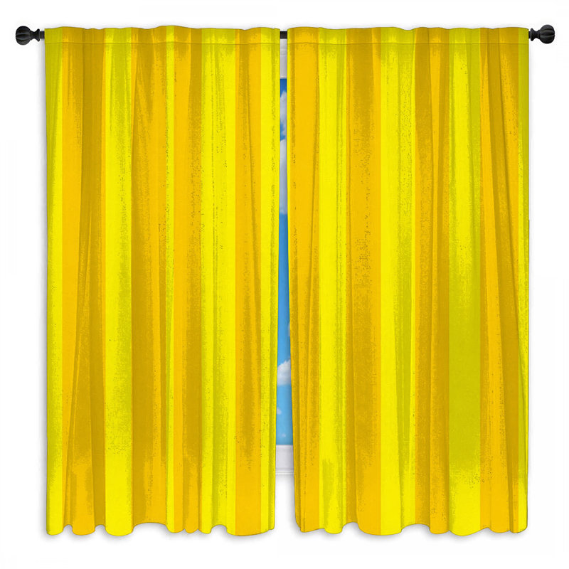 Rideaux de fenêtre à rayures jaunes et voilage obscurcissant - 2 panneaux, 40 po x 50 po - 2 panneaux