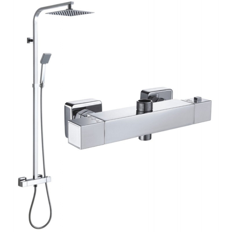 Caines Mixer Shower with Dual Shower Head, Chrome