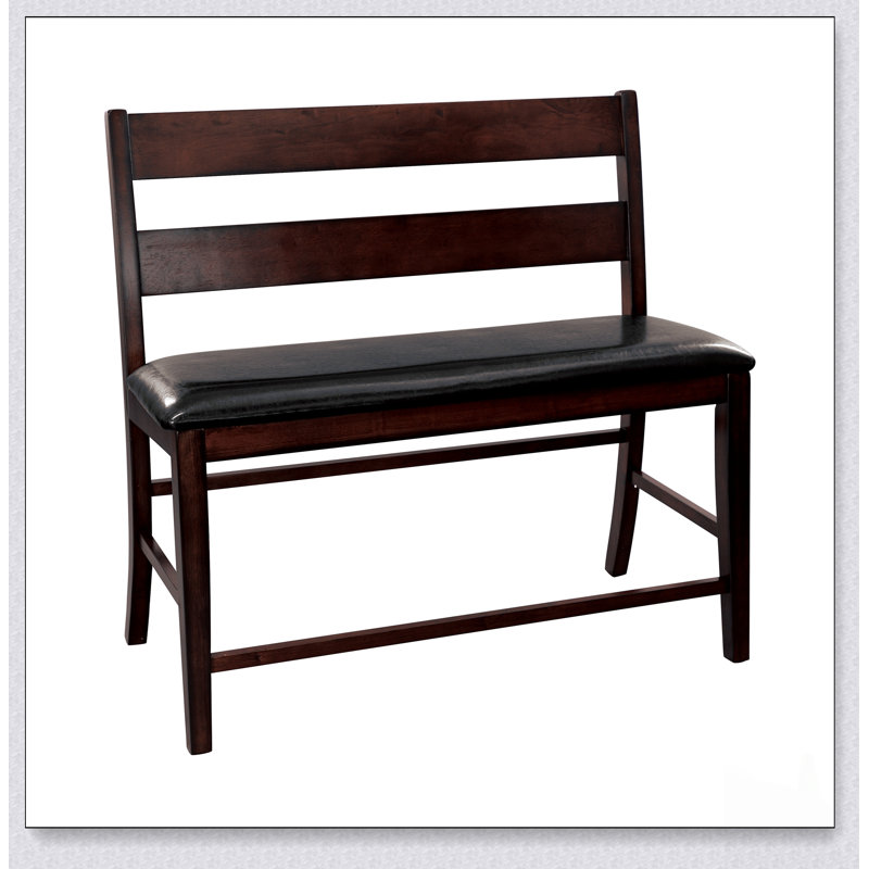 Banc à hauteur de comptoir en bois de style transitionnel avec siège rembourré en similicuir, mobilier de salle à manger classique et durable