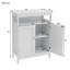 Armoire de rangement écologique pour salle de bain avec portes à double volet et tablettes ouvertes pour une organisation améliorée