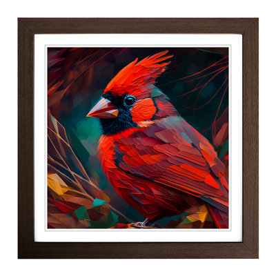 Cardinal Bird Neo Impressionism - Framed Print