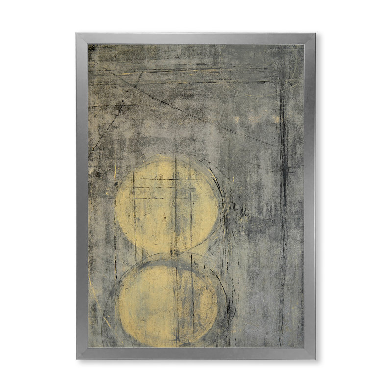 Composition grise et beige tendance - peinture sur toile, H 12 po x l 8 po x P 1 po, Cadre photo argenté