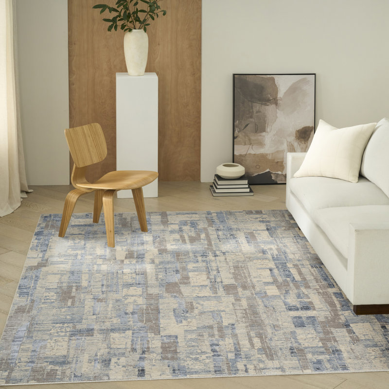 Tapis d'intérieur moderne gris Calie Klein CK089 Drift 9 pi x 12 pi, Rectangle 9 pi x 12 pi, Gris