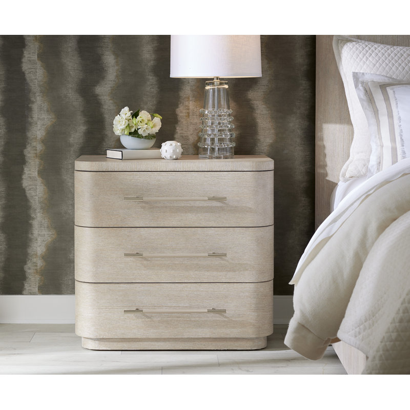 Modern Mood Three Drawer Nightstand, Light Wood/Diamond