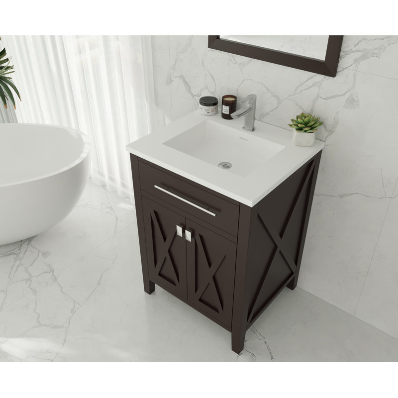 Ensemble de meuble-lavabo simple 24 po Vitiello, Brun, Blanc mat