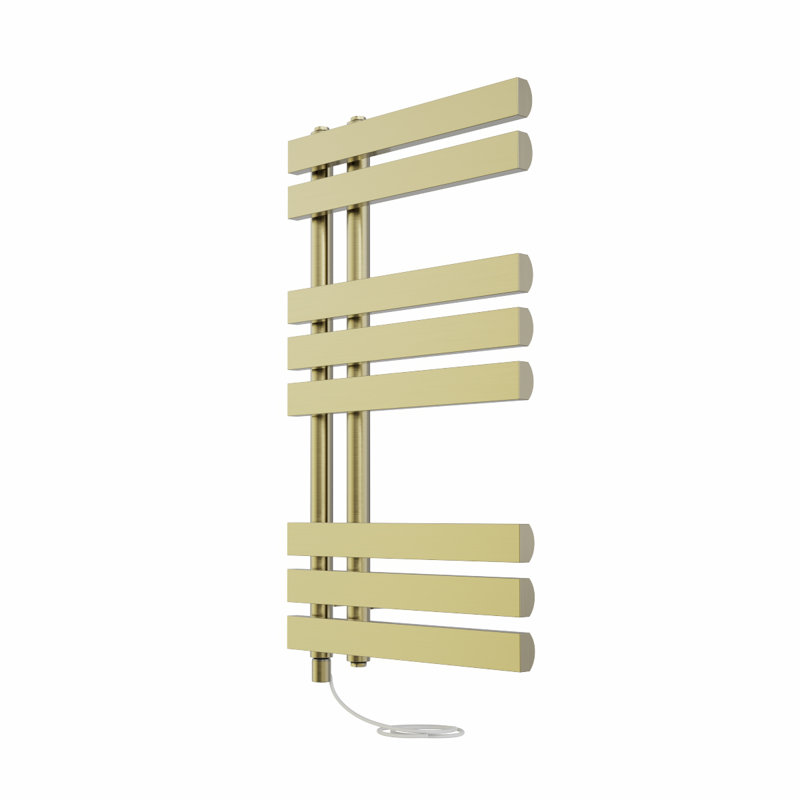 Azueta Designer Towel Rail Heated Towel Rails, Brushed Brass, 80cm H x 45cm W x 7.35cm D