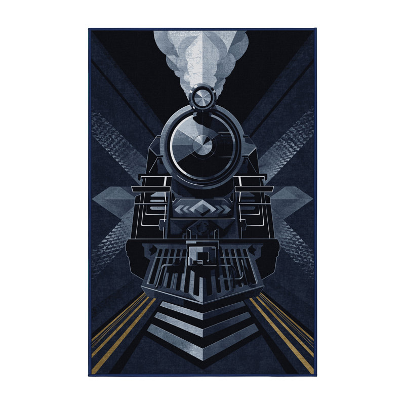 Tapis géométrique moderne gris clair et délavé lavable à la machine à locomotive à vapeur Mech, 2 pi x 3 pi