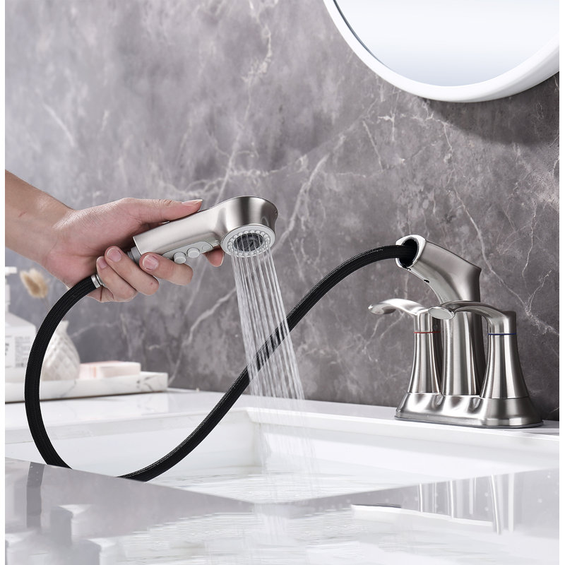 Robinet de salle de bain à centre, Nickel brossé