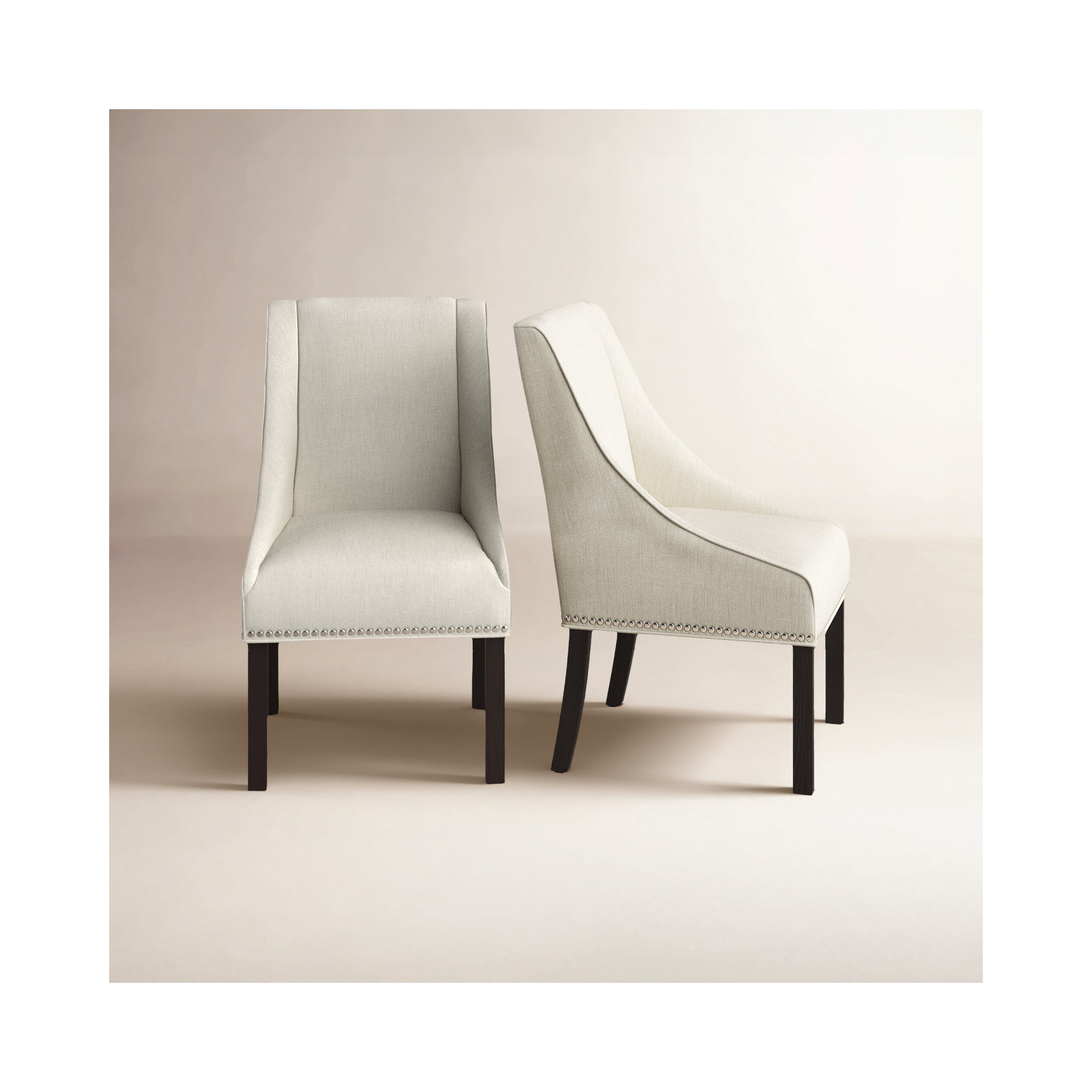Sorrento Linen Upholstered Arm Chair, Espresso, Beige