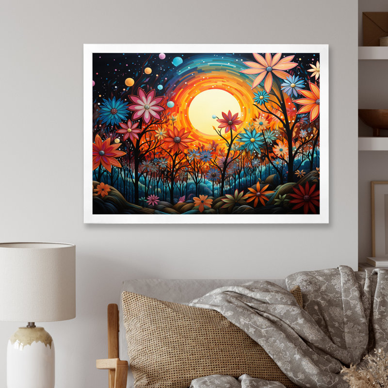 Collage de palmiers - Impression, H 30 po x l 40 po x P 1,5 po, Cadre photo blanc