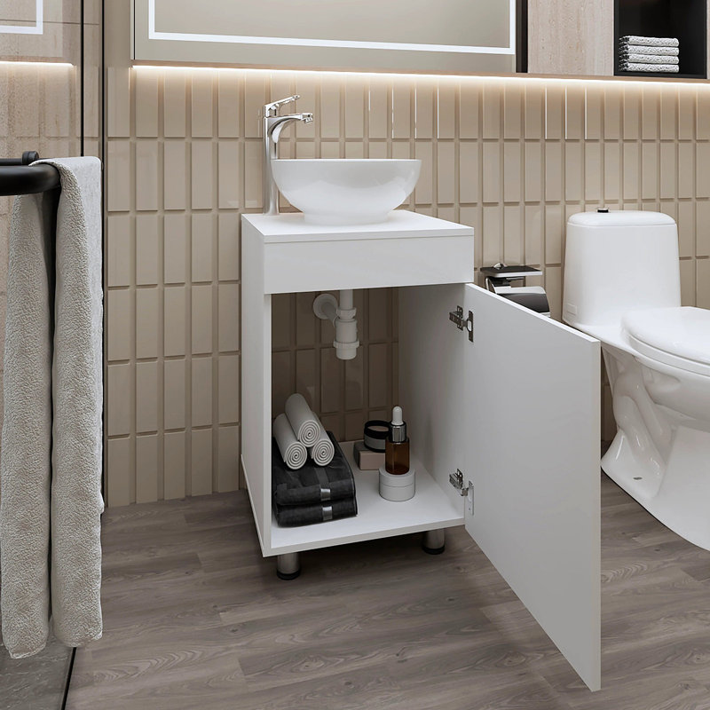 Meuble-lavabo avec lavabo et robinet intégrés, Blanc