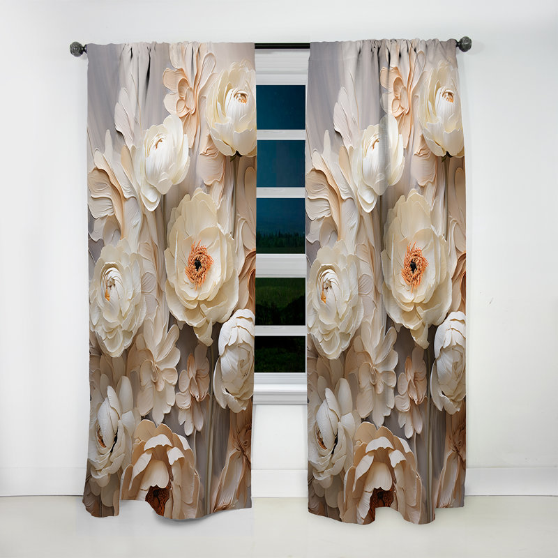 Dracibus Ranunculus Radiance Treasure V - Ranunculus Curtain - Velvet Room Darkening - 1 panel, 52" W x 120" L