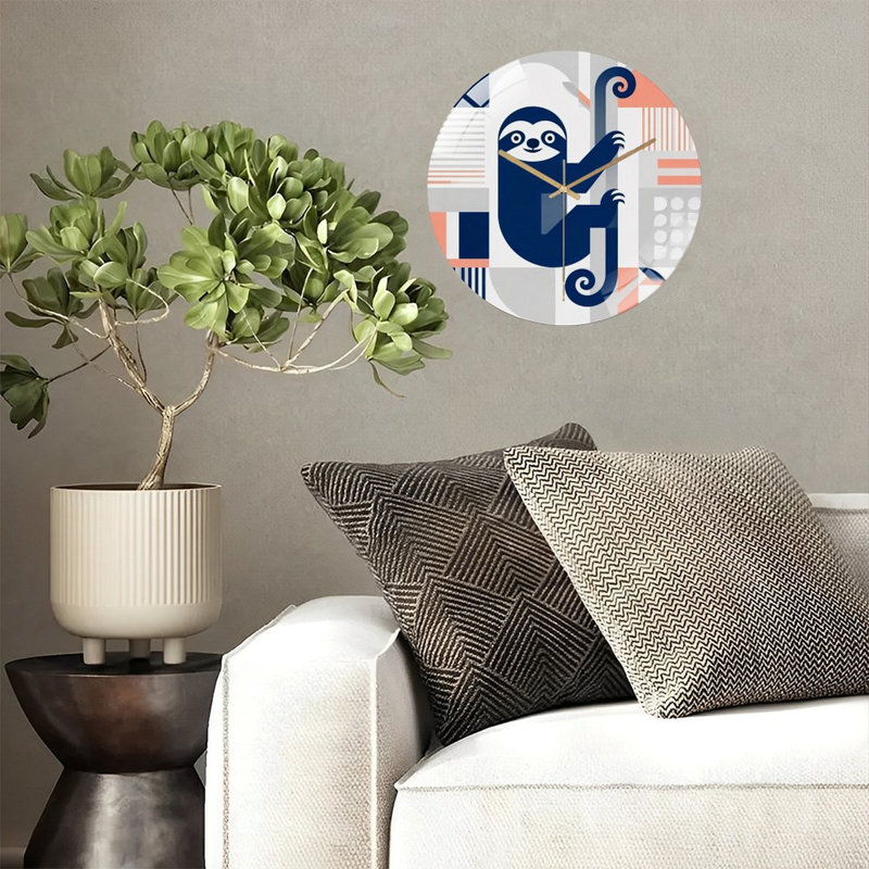 Horloge murale 12 po ronde en verre trempé avec mouvement à quartz silencieux, Marine