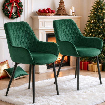 Velvet Upholstered Quilted Armchair for Dining Room, Bar, Restaurant or Hotel