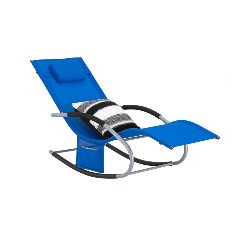 Skakli 150cm Long Single Chaise with Cushions, Blue