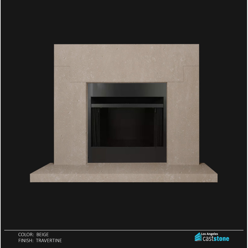 Cadre de foyer ambre, Travertin beige