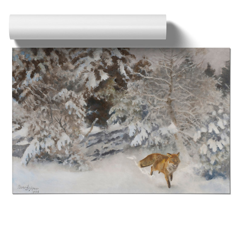 Fox in the Snow by Bruno Liljefors - Frameless Print, 42cm H x 59cm W x 0.1cm D